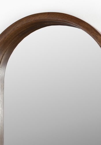 WHITE LABEL LIVING Nyko veggspeil, ovalt - speilglass og brunt gummitre (120x24)