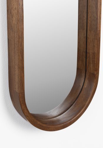 WHITE LABEL LIVING Nyko veggspeil, ovalt - speilglass og brunt gummitre (120x24)
