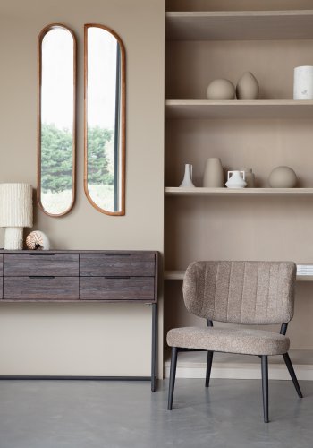 WHITE LABEL LIVING Nyko veggspeil - speilglass og brunt gummitre (120x26)