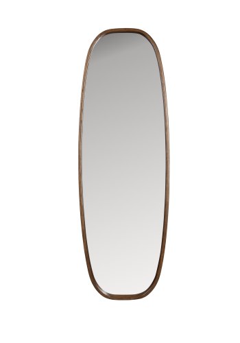 WHITE LABEL LIVING Nyko L veggspeil, ovalt - speilglass og brunt gummitre (120x40)