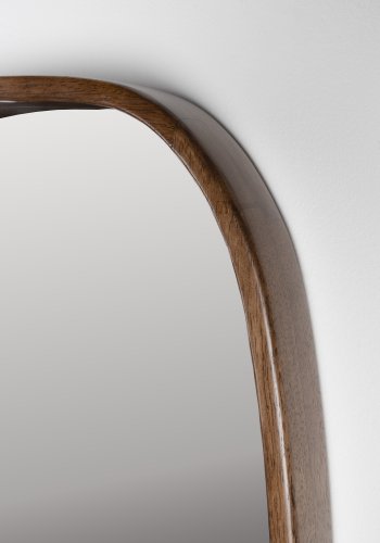 WHITE LABEL LIVING Nyko L veggspeil, ovalt - speilglass og brunt gummitre (120x40)