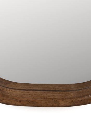 WHITE LABEL LIVING Nyko L veggspeil, ovalt - speilglass og brunt gummitre (120x40)