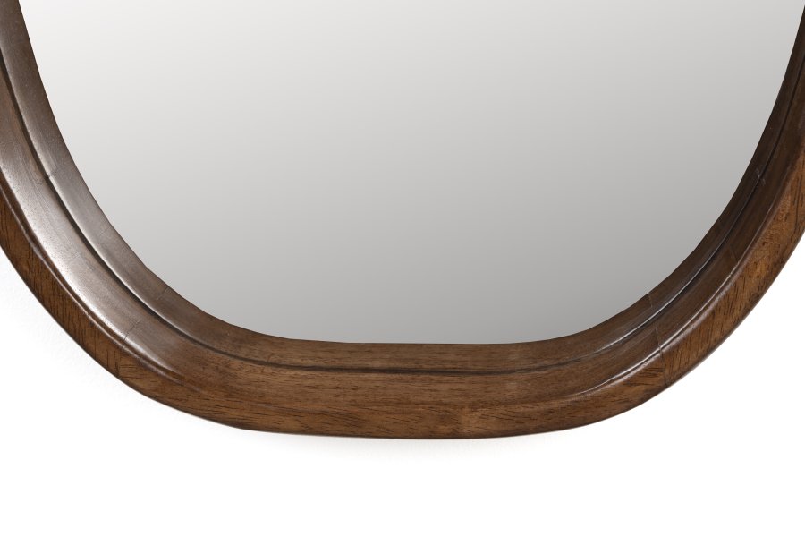 WHITE LABEL LIVING Nyko L veggspeil, ovalt - speilglass og brunt gummitre (120x40)