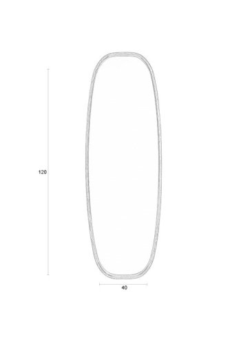 WHITE LABEL LIVING Nyko L veggspeil, ovalt - speilglass og brunt gummitre (120x40)