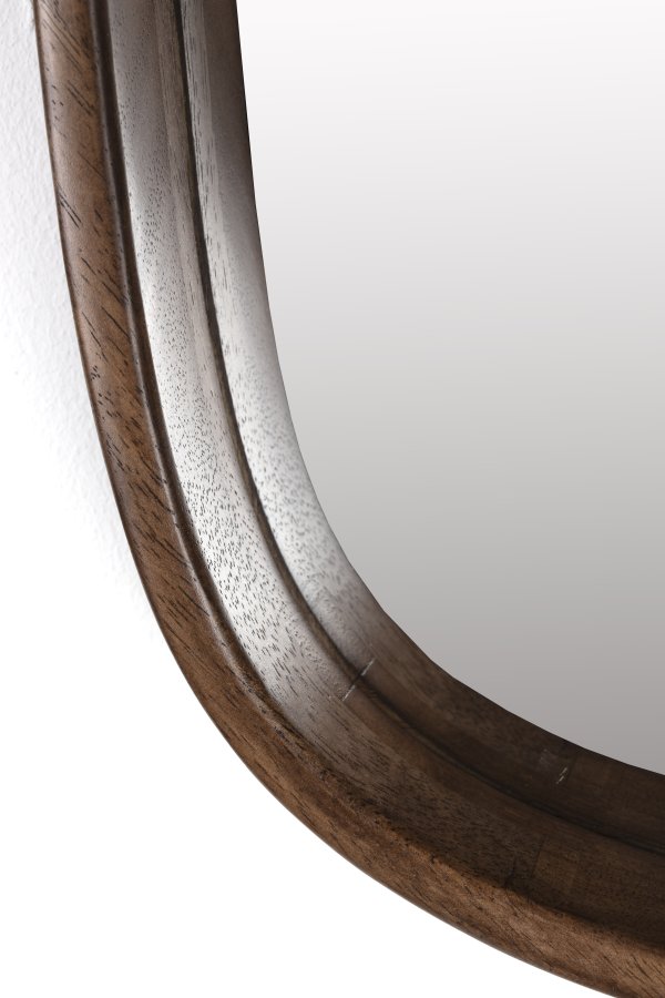 WHITE LABEL LIVING Nyko veggspeil, firkantet - speilglass og brunt gummitre (50x50)