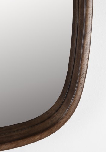 WHITE LABEL LIVING Nyko veggspeil, firkantet - speilglass og brunt gummitre (50x50)