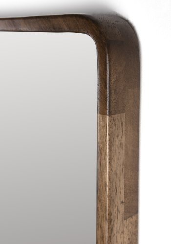 WHITE LABEL LIVING Nyko L veggspeil, rektangulrt - speilglass og brunt gummitre (120x34)