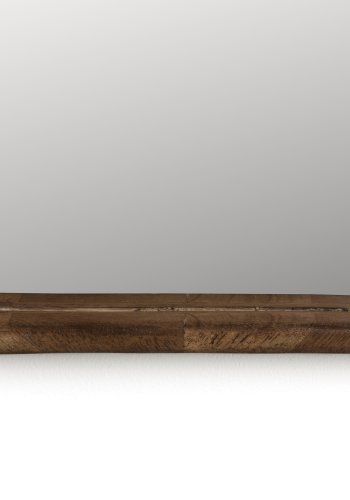 WHITE LABEL LIVING Nyko L veggspeil, rektangulrt - speilglass og brunt gummitre (120x34)