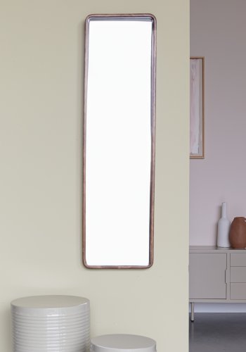 WHITE LABEL LIVING Nyko L veggspeil, rektangulrt - speilglass og brunt gummitre (120x34)