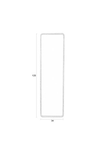 WHITE LABEL LIVING Nyko L veggspeil, rektangulrt - speilglass og brunt gummitre (120x34)