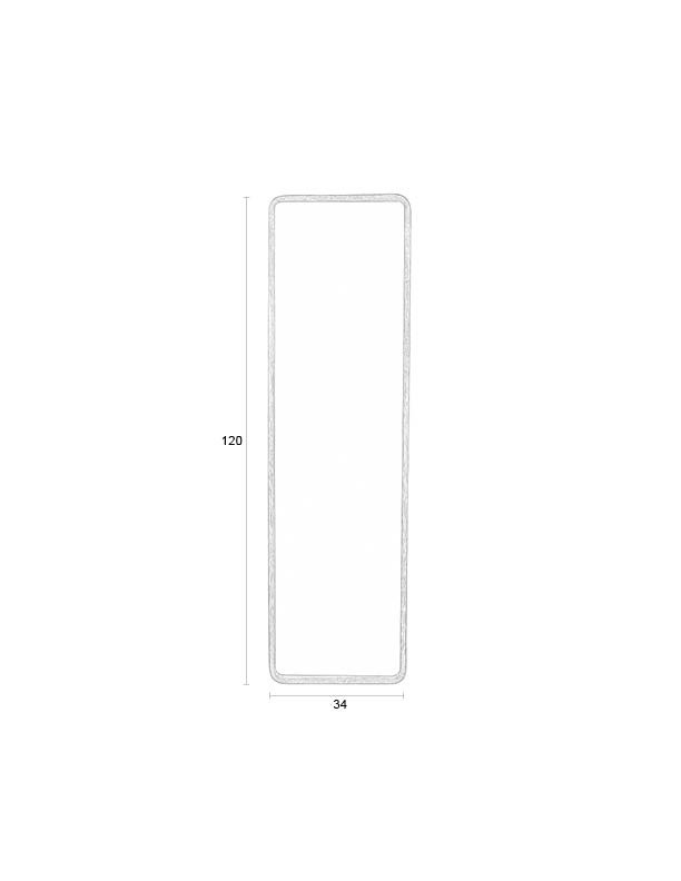 WHITE LABEL LIVING Nyko L veggspeil, rektangulrt - speilglass og brunt gummitre (120x34)