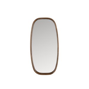 WHITE LABEL LIVING Nyko M vgspejl - spejlglas og brun gummitr (80x40)