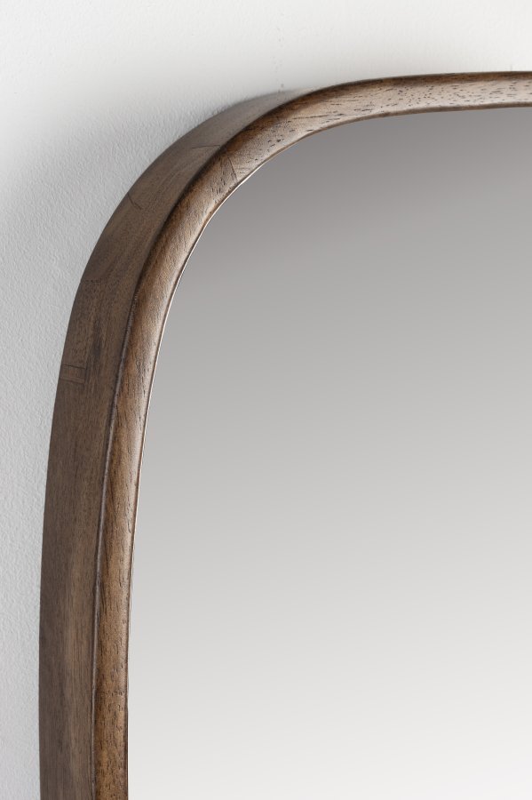 WHITE LABEL LIVING Nyko M veggspeil - speilglass og brunt gummitre (80x40)