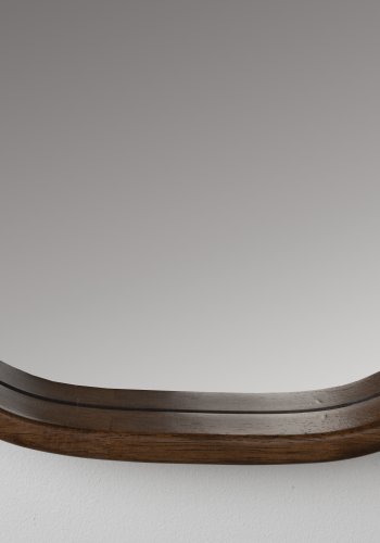 WHITE LABEL LIVING Nyko M veggspeil - speilglass og brunt gummitre (80x40)