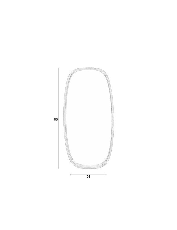 WHITE LABEL LIVING Nyko M veggspeil - speilglass og brunt gummitre (80x40)