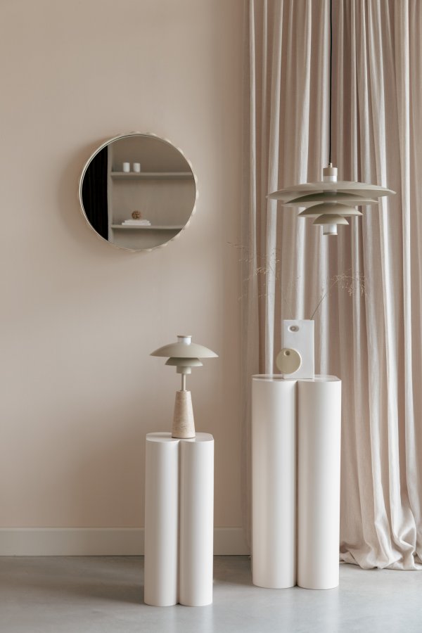 ZUIVER Bubbles veggspeil, rundt - speilglass og beige jern (50)