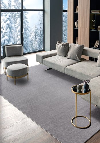 TEPPI Lima gulvtppe m. mnster, rektangulr - gr polyester (200x290)