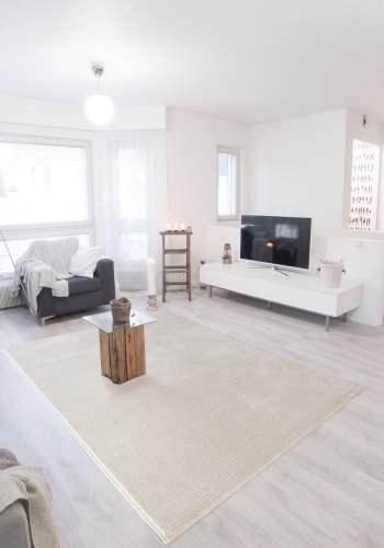 TEPPI Lima gulvtppe m. mnster, rektangulr - creme polyester (160x230)