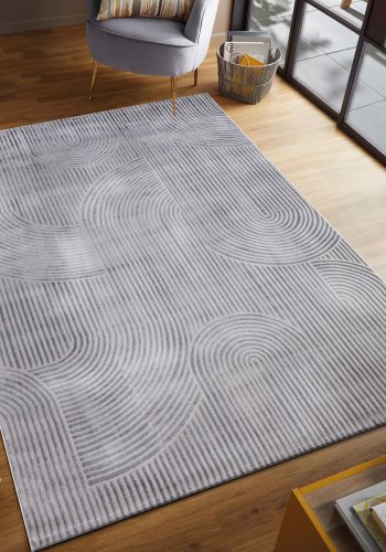 TEPPI Moda gulvtppe m. mnster, rektangulr - gr polyester (200x290)