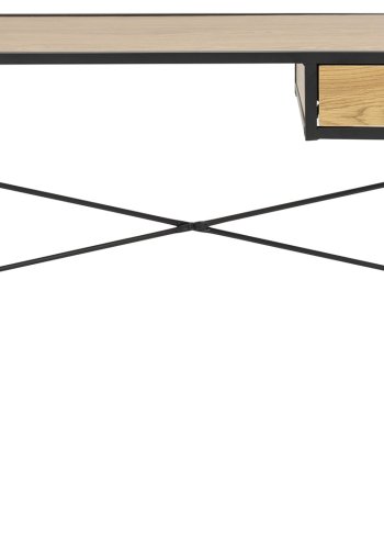 ACT NORDIC Seaford skrivebord - natur/sort papir vildeg/metal, m. 1 skuffe (110x45)