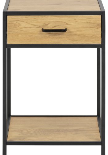ACT NORDIC Seaford natbord - natur/sort papir vildeg/metal, m. 1 skuffe og 1 hylde