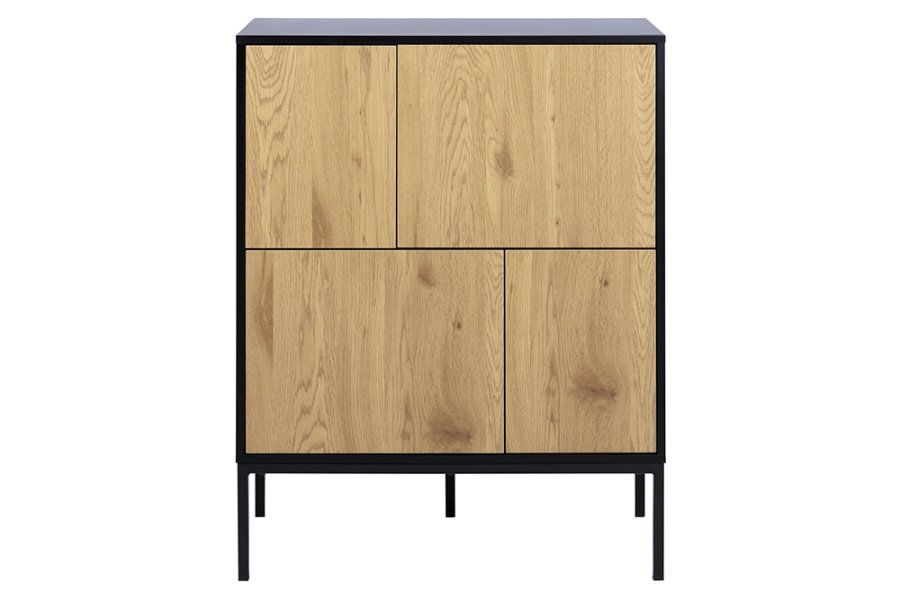 ACT NORDIC Seaford sknk - natur papir vildeg og sort MDF/metal, m. 4 lger