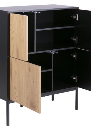 ACT NORDIC Seaford sknk - natur papir vildeg og sort MDF/metal, m. 4 lger