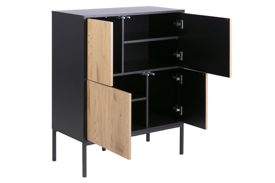 ACT NORDIC Seaford sknk - natur papir vildeg og sort MDF/metal, m. 4 lger