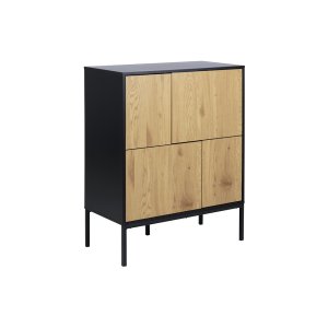 ACT NORDIC Seaford Skänk - Naturpapper, Vildek och Svart MDF / Metall, med 4 Luckor