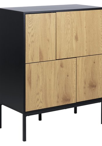 ACT NORDIC Seaford sknk - natur papir vildeg og sort MDF/metal, m. 4 lger