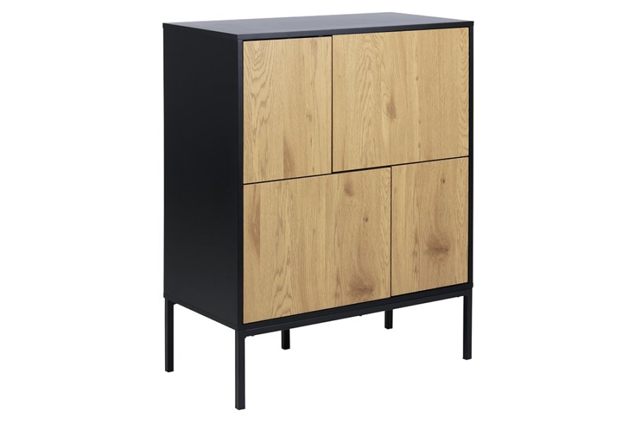 ACT NORDIC Seaford sknk - natur papir vildeg og sort MDF/metal, m. 4 lger