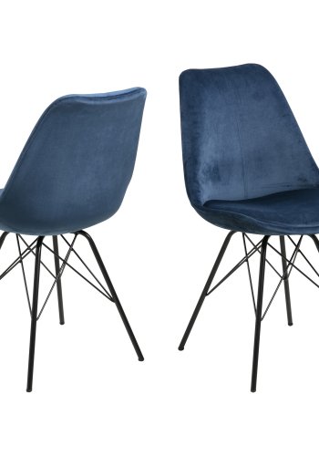 ACT NORDIC Eris Esszimmerstuhl - marineblauer Stoff und schwarzes Metall