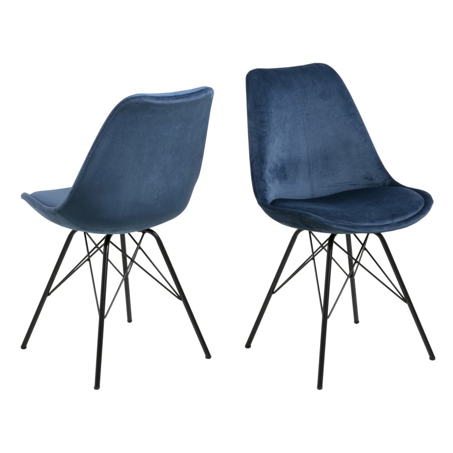 ACT NORDIC Eris Esszimmerstuhl - marineblauer Stoff und schwarzes Metall
