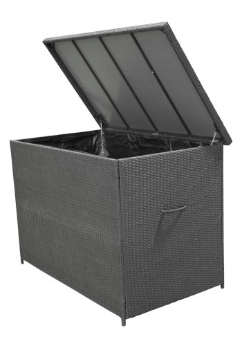 
VENTURE DESIGN amazon putekasse - rektangulær, svart rattan og stål, vannavvisende
