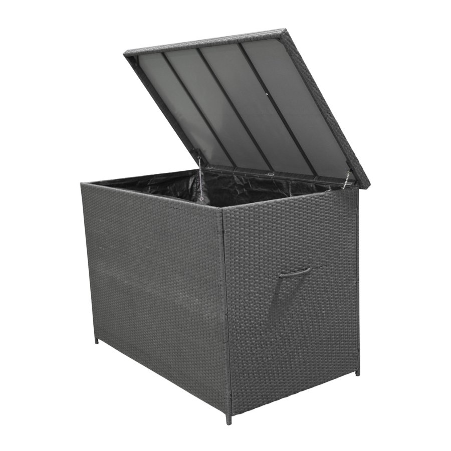 
VENTURE DESIGN amazon putekasse - rektangulær, svart rattan og stål, vannavvisende
