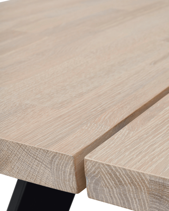 ROWICO rektangulr Fred spisebord - hvidvasket eg og sort metal (170x95)