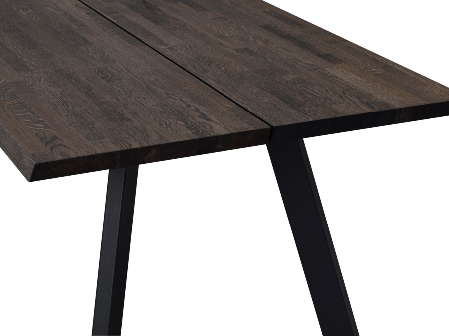 ROWICO rechteckiger Esstisch Fred - dunkelbraune Eiche und schwarzes Metall (170x95)