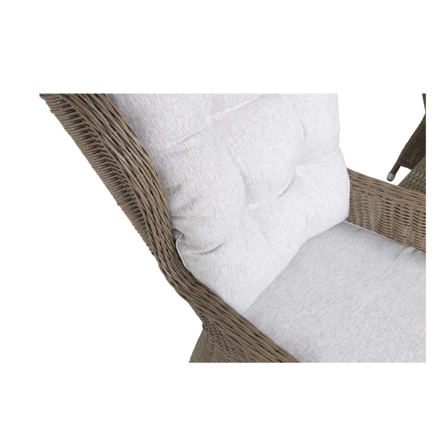 VENTURE DESIGN Washington Ftölj Trädgrdsset med Naturfärgade Dynor och Glasbord - Naturlig Rotting