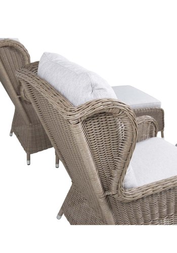 VENTURE DESIGN Washington Ftölj Trädgrdsset med Naturfärgade Dynor och Glasbord - Naturlig Rotting