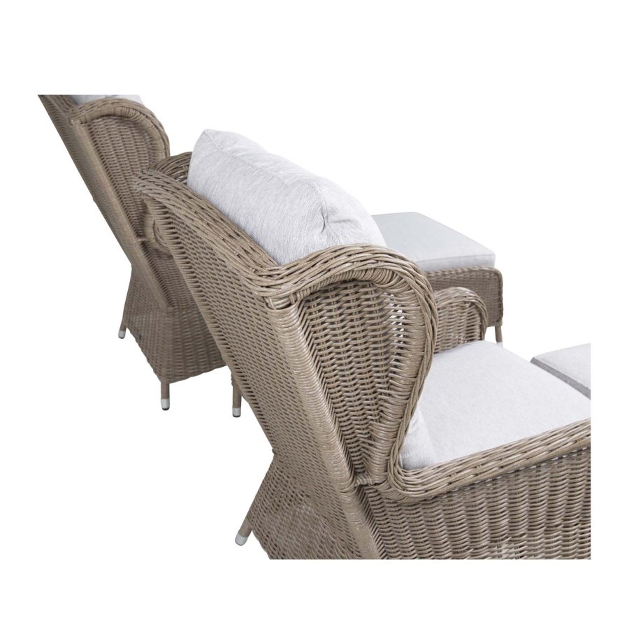 VENTURE DESIGN Washington Ftölj Trädgrdsset med Naturfärgade Dynor och Glasbord - Naturlig Rotting