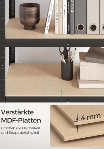 SONGMICS Kraftig reol, s�t med 2, k�lderreol, opbevaringsreol, 40 x 80 x 160 cm, reol med st�lramme, lasteevne op til 520 kg, 4 justerbare hylder, sort GLR048BZ01