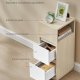 VASAGLE Kailyn Collection - Smalt natbord, sidebord, 2 skuffer og �bent rum, venstre- eller h�jremontering, sovev�relse, stue, naturlig beige og skyhvid LET656N01