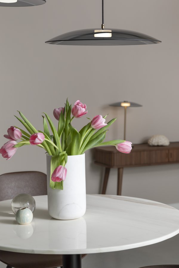 ZUIVER Fajen vase, rund - hvit marmor