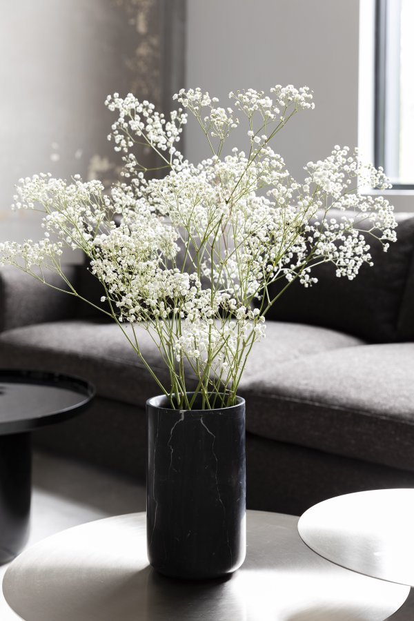 ZUIVER Fajen vase, rund - svart marmor