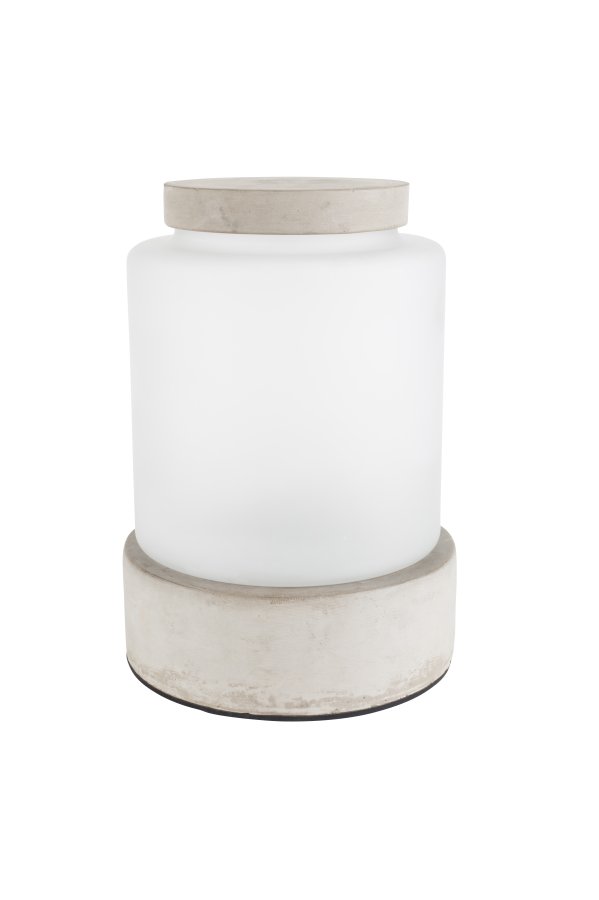 ZUIVER Reina L vase, rund, m. lett, oppladbar - glass og gr betong