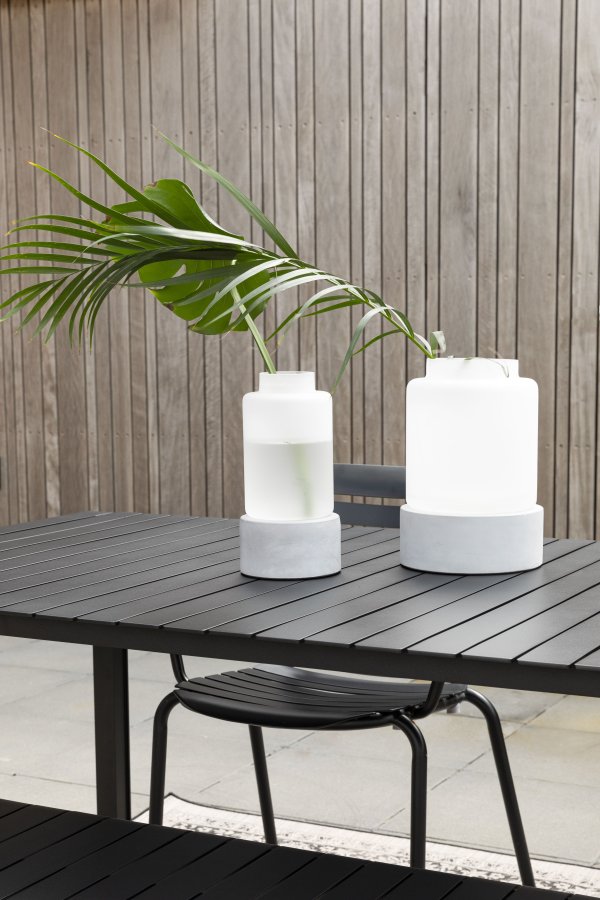 ZUIVER Reina L vase, rund, m. lett, oppladbar - glass og gr betong