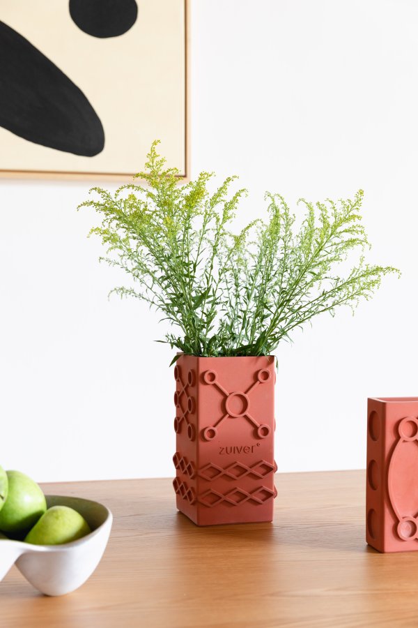 ZUIVER Grafisk vase, firkantet - terra betong