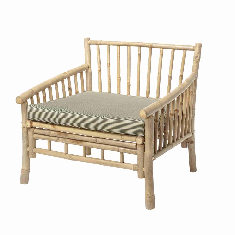 BLOOMINGVILLE Sole Loungesessel - Polyester natur/Bambusholz, mit Armlehnen, inkl. Kissen