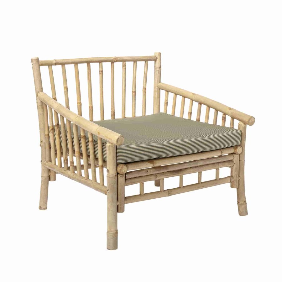 BLOOMINGVILLE Sole Loungesessel - Polyester natur/Bambusholz, mit Armlehnen, inkl. Kissen