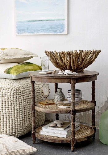 CREATIVE COLLECTION Fleur de Sel Pouf – Naturwolle, quadratisch (61x61)